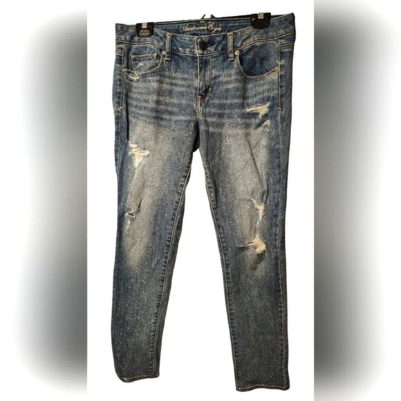 American Eagle Outfitters Distressed Stretch Skinny Jeans Denim Pants Sz 10 - Picture 1 of 16